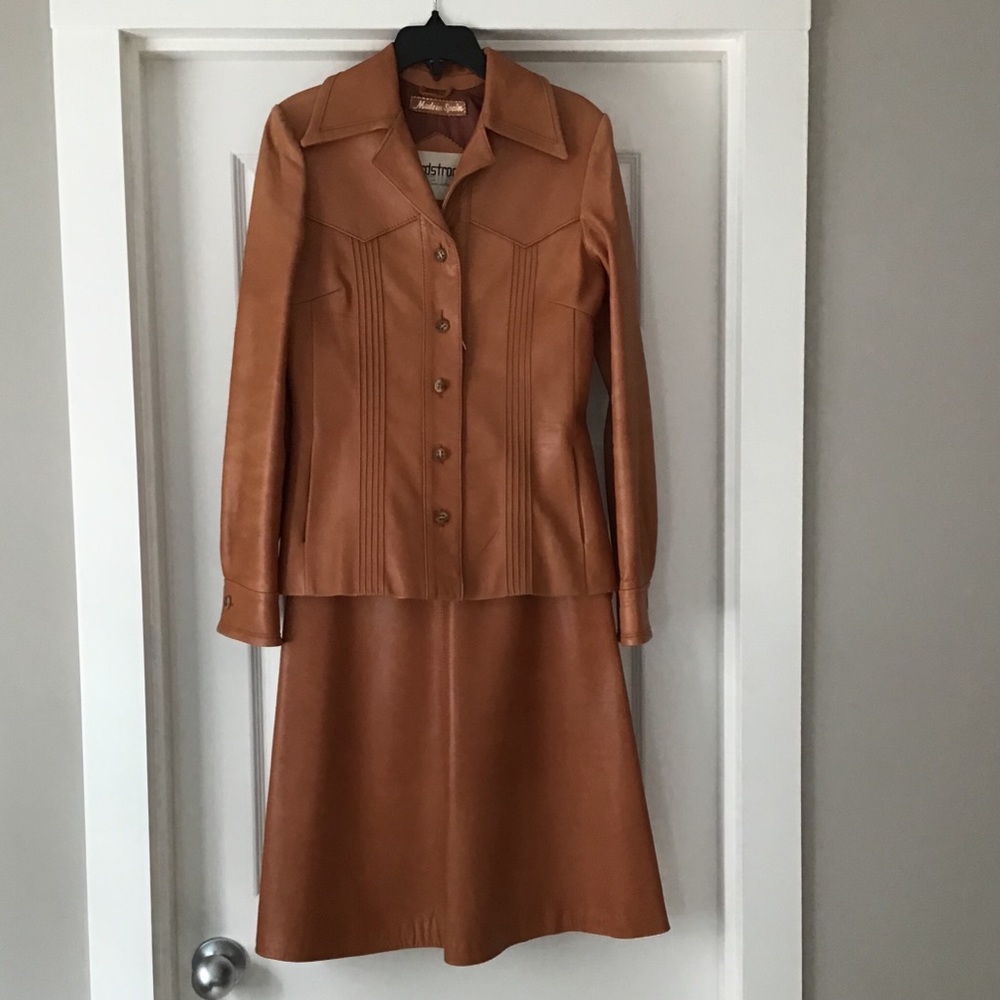 Vintage Nordstrom real leather jacket and skirt